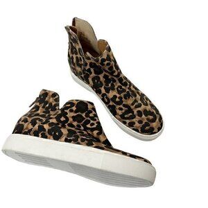 Steve Madden Claud Leopard Closed Toe Wedge Sneakers‎ Shoes Black Size 7.5